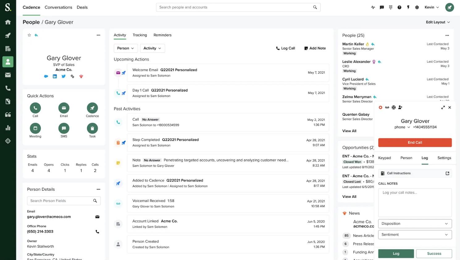 Graphic that shows the Cadence people dashboard