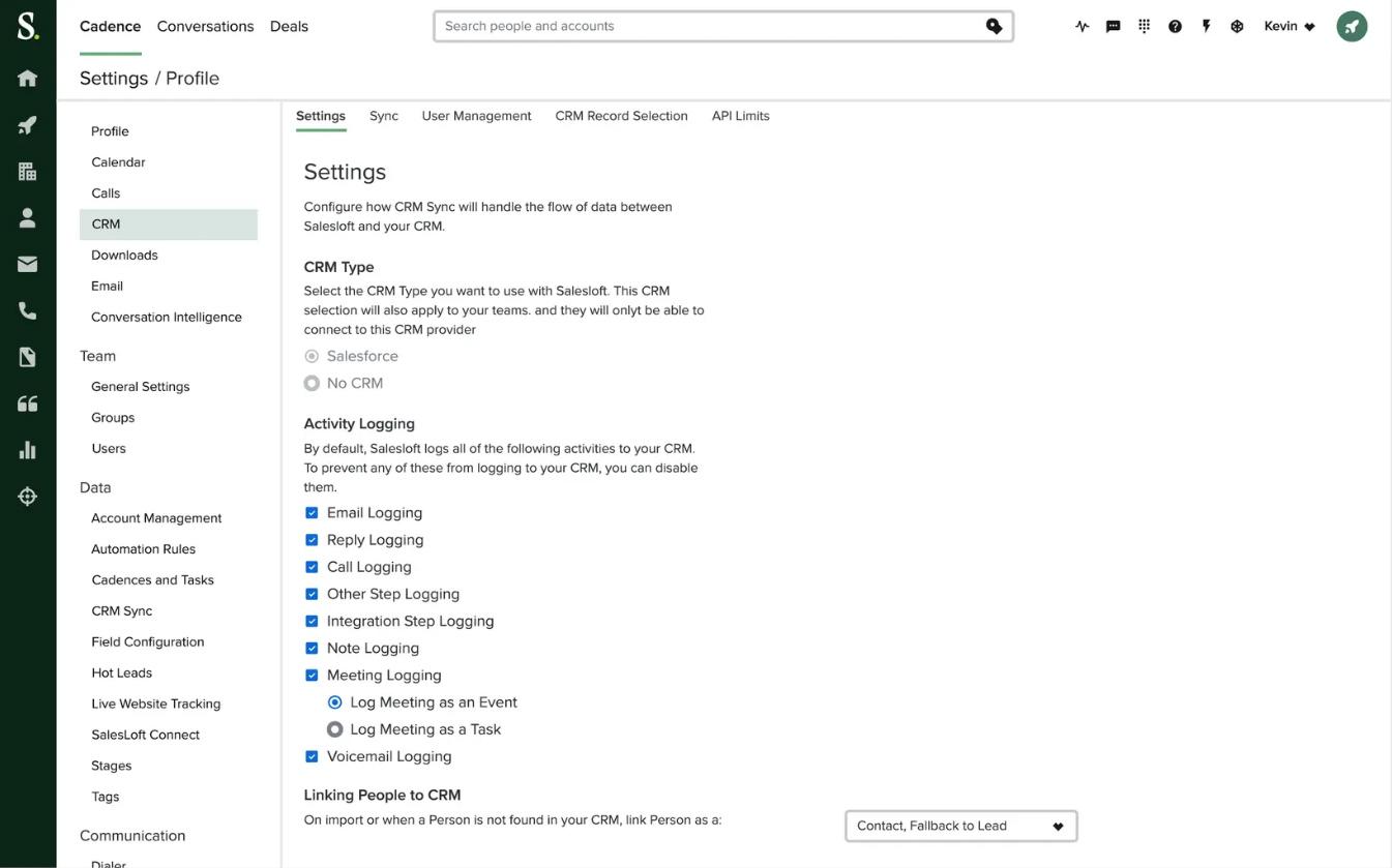 Graphic that shows the cadence profile settings